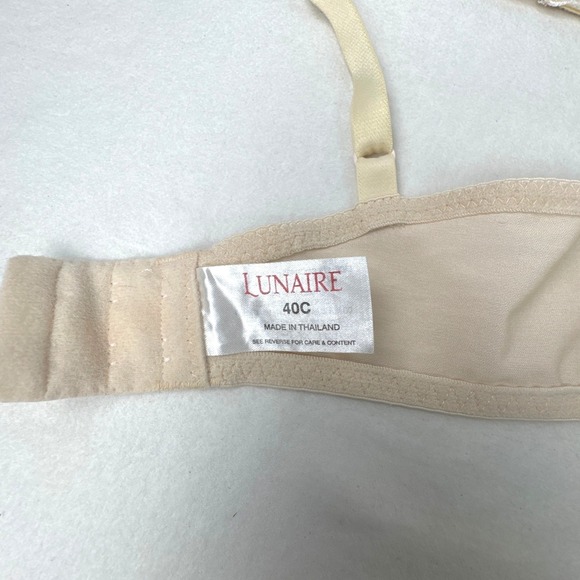 Lunaire Versailles Lace Unlined Underwire Bra 40C Cream Beige Sheer Mesh 140-11 - Picture 5 of 6